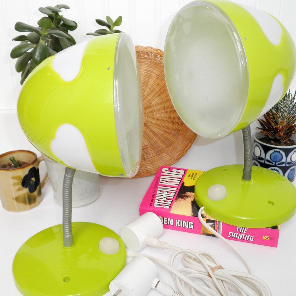 Vintage IKEA 2000s Skojig Lime Green Pair of Cloud Mushroom Lamps Mountable Y2K - Picture 9 of 9